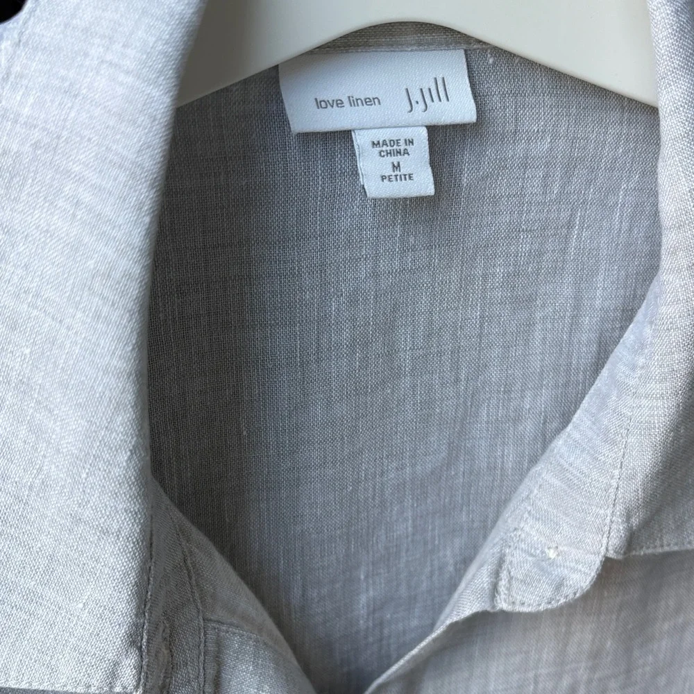 J. Jill Light Gray Linen Shirt - Picture 2 of 7